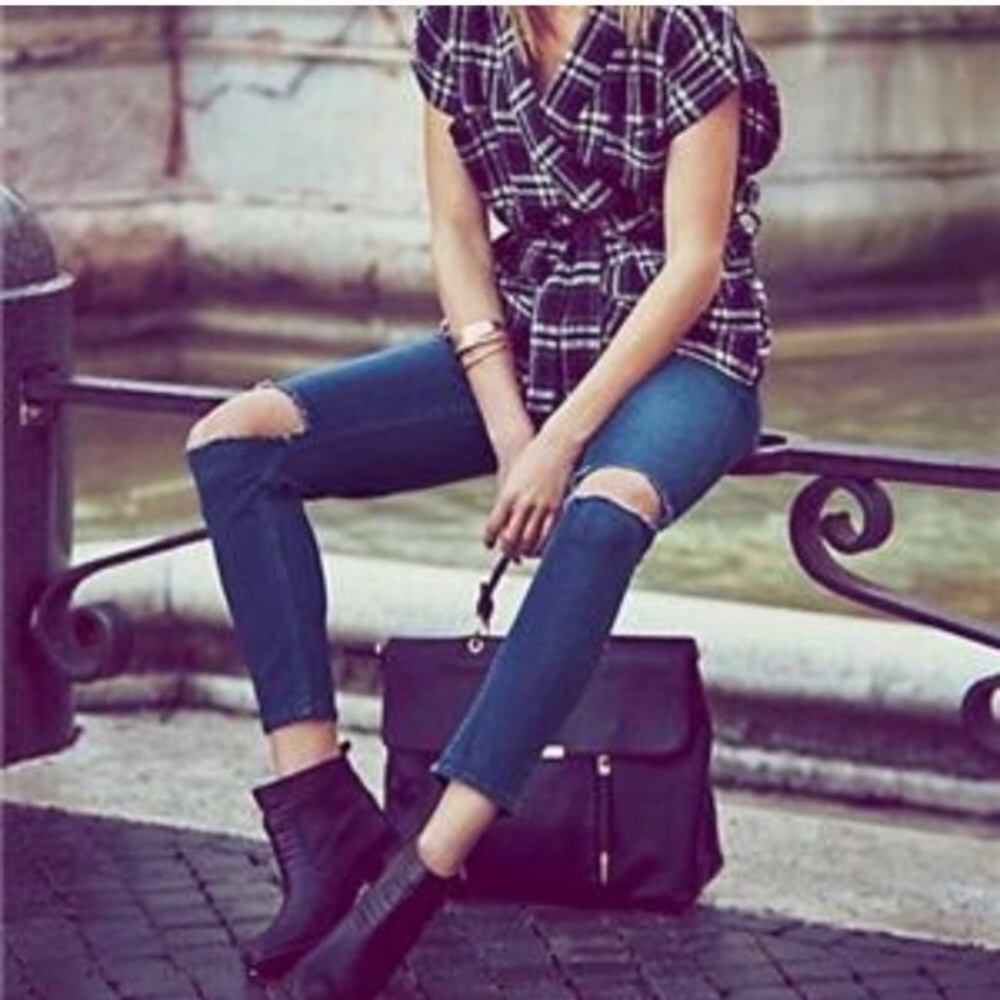 FREE PEOPLE Josie Destroyed Skinny Ankle Jeans 25